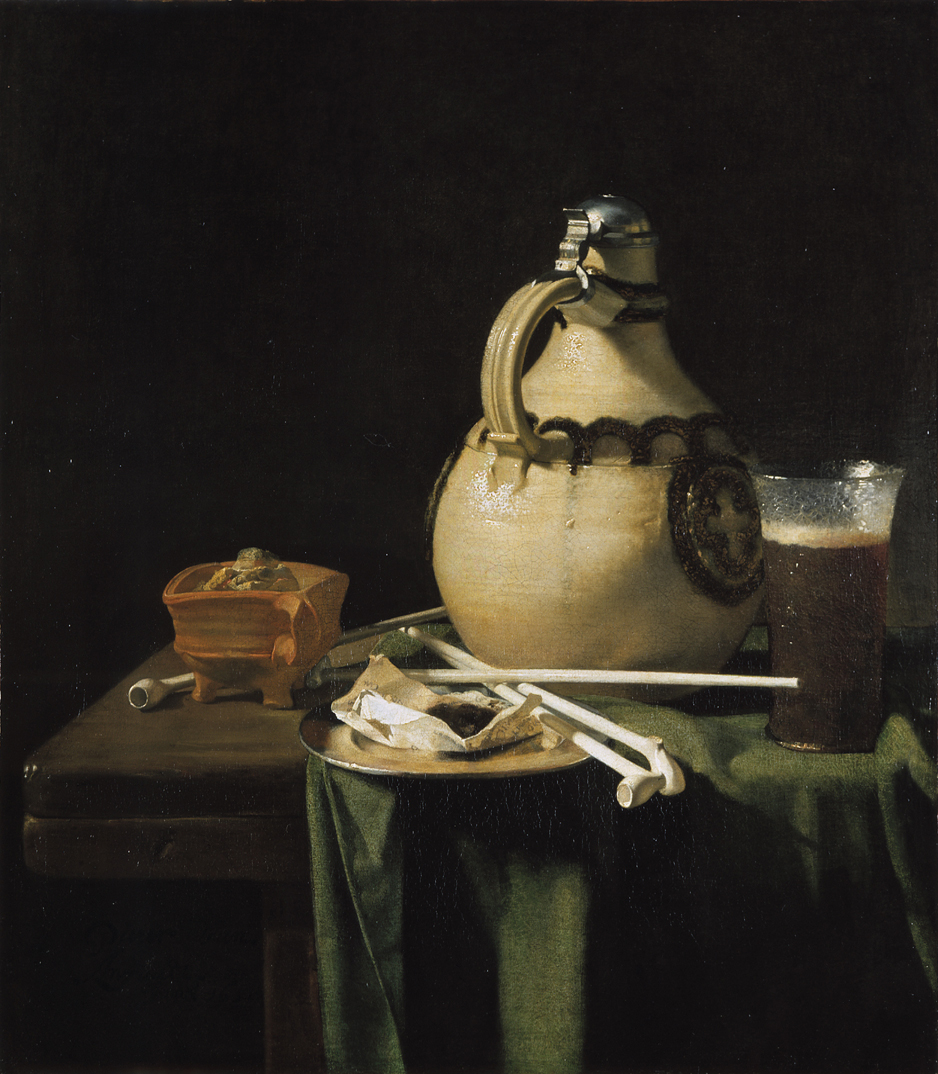Pieter van Anraadt - Jug Glass of Beer and Pipes on a Table - 1658 1l