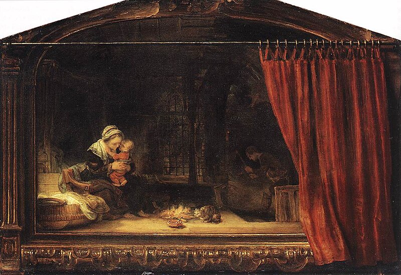 Rembrandt The Holy Family with a Curtain 1646 Museum Schloss Wilhelmshöhe Kassel